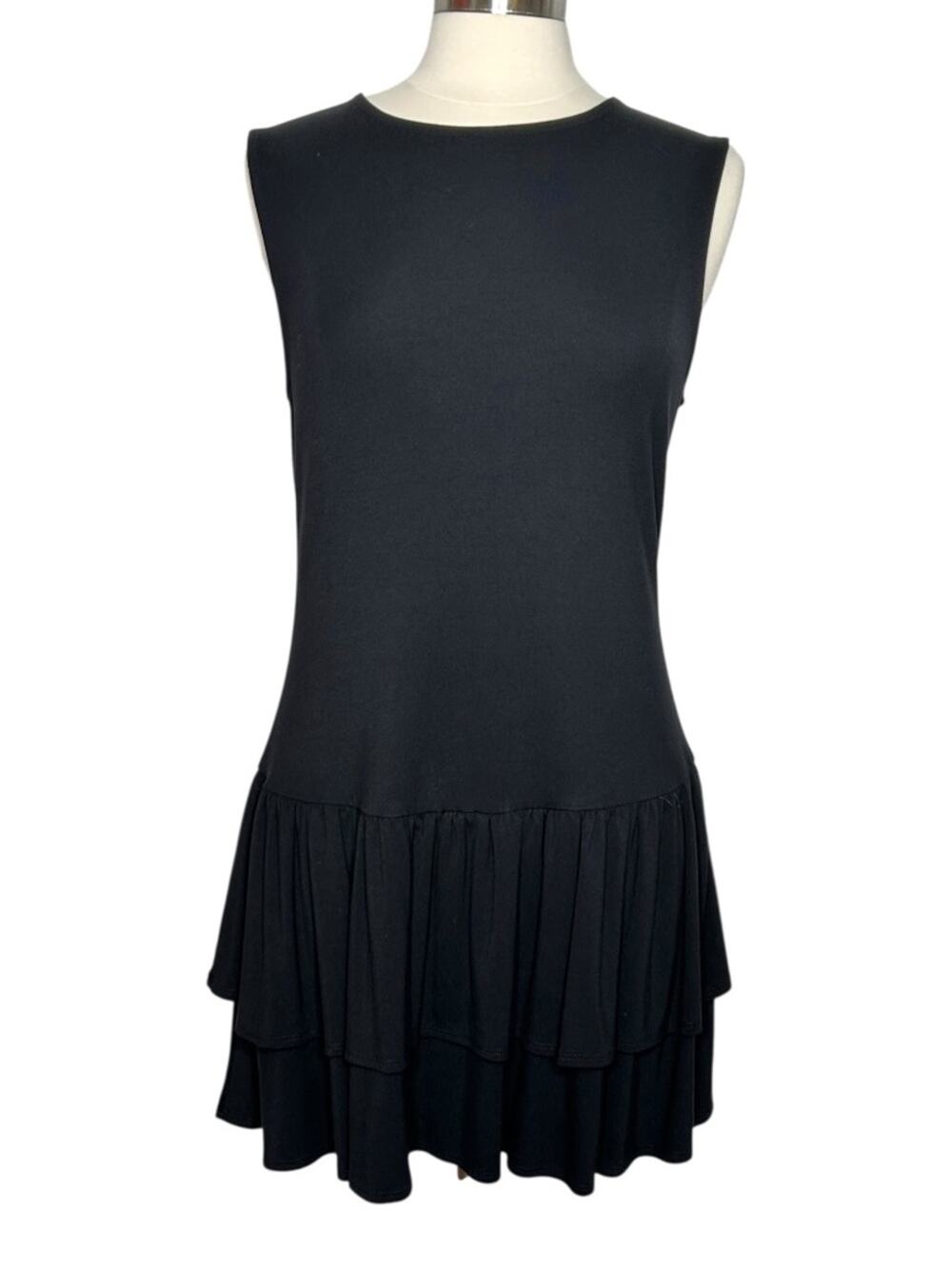 Camila Coelho Revolve Black Drop Waist Ruffle Bottom Dress Large